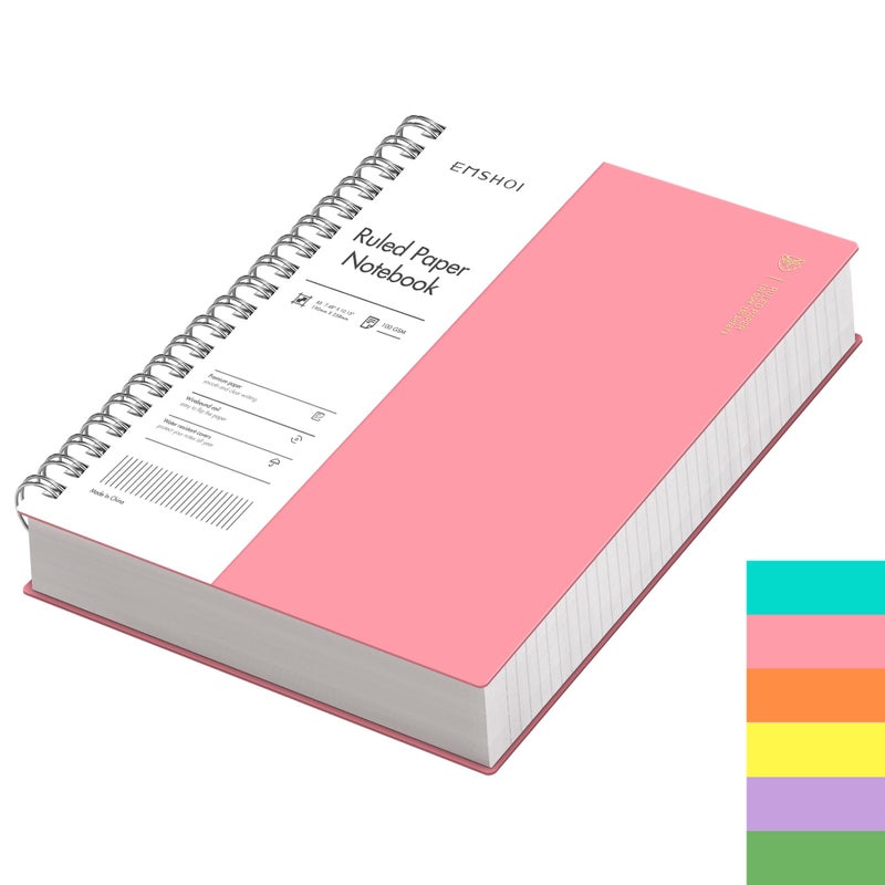 EMSHOI B5 Spiral Notebook College Ruled Lined Journal, Large 7.48"" X 10.15"", 300 Pages/150 Sheets, 100gsm Thick Paper, Waterproof Hardcover, for Office School Women Men Work Writing Notes-Pink - Image 1